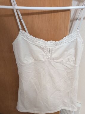 American Eagle Outfitters Cream Lace-Trim Cami Top